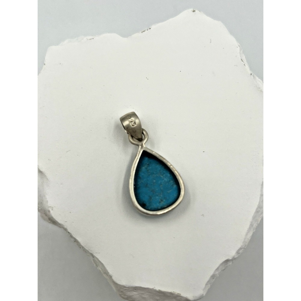 Kingman Turquoise Sterling Silver .925 Teardrop Pendant NWOT - Picture 2 of 11